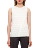 Trapezoid-Jacquard Sleeveless Blouse, Moonstone