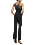Massai-Stitched Sleeveless Jumpsuit, Black