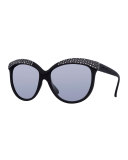 I-Lux Matte Cat-Eye Sunglasses, Black