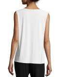 Sleeveless Long Tank, White, Petite