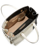 Boulevard 32 Colorblock Leather Tote Bag, Coconut/Black