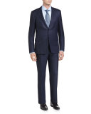 Birdseye Windowpane Super 130s Wool Two-Piece Suit, Navy