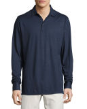 Katsura Cotton-Silk Long-Sleeve Polo Shirt