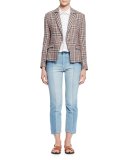 Clancy Cropped Denim Jeans, Light Blue