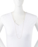 14k Gold Necklace with Diamond & Pearl Stations