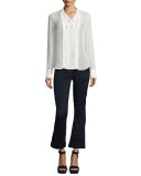 Le Crop Mini Boot-Cut Chino Pants, Blue