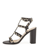 Rockstud 90mm City Sandal, Black