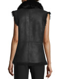 Shearling Fur-Trim Leather Vest