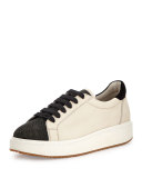 Monili/Leather Low-Top Sneaker, Dessert
