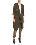 Overlay Flare Trench Coat, Military