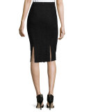 Harla Lace Combo Pencil Skirt, Black