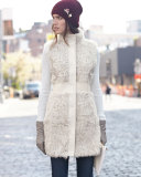 Lamb Leather-Trim Vest, White