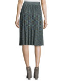 Space-Dyed Lurex® Pleated Plisse Skirt, Teal