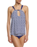 Coastal Geo-Printed High-Neck Swim Top