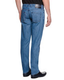 Five-Pocket Slim-Fit Denim Jeans, Light Blue