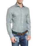 Plaid Woven Sport Shirt, Olive
