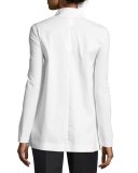 Marco Stretch-Cotton Blouse w/ Jersey Sleeves, White