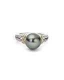Luna Small Tahitian Pearl Button Ring