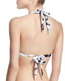 Floral-Print Center-Ring Halter Swim Top