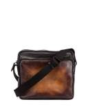 Calf Leather Messenger Bag, Black