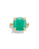 Châtelaine 18k Gold 14mm Chrysoprase Ring w/ Diamonds, Size 7