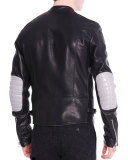 Asymmetric-Zip Leather Moto Jacket, Black