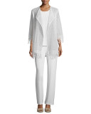 Long Lace Jacket W/ Fringe Trim 