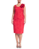 Dylan Sleeveless Floral Jacquard Sheath Dress, Plus Size