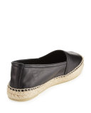 Leather Logo Espadrille Flat, Nero