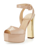 Lavinia Patent Platform Sandal, Blush