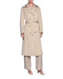 Double-Breasted Belted Trenchcoat, Beige