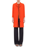 3/4-Sleeve Mid-Length Coat, Rust