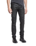 Harleston Zip-Up Ribbed Wool Sweater, Charcoal Melange