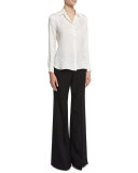 Tonal Check Silk Shirt, White