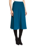 Lattice Piqué-Knit A-Line Skirt, Tanzanite