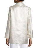 Long-Sleeve Metallic Tunic, Gold