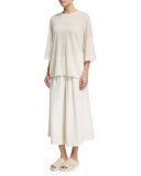 Satin Wide-Leg Culottes, Ivory