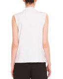 Slim-Fit Top W/Floral-Appliqué Hem, White