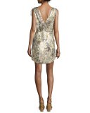 The Follow Me Metallic Floral Dress, Gold Multicolor