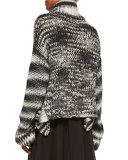 Bicolor Oversized Cowl-Neck Sweater