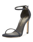 Nudistsong Denim Ankle-Wrap Sandal, Navy