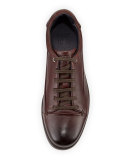 Men's Leather Low-Top Sneaker, Brown