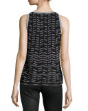 Sleeveless Broken Zigzag Knit Top, Black