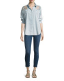 W2 Mid-Rise Skinny Cropped Frayed Jeans