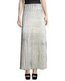 Woolly Amsonia Plisse Maxi Skirt, Cream