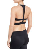 Wrap T-Back Strappy Sports Bra, Black