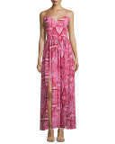 Rio Geometric-Print Maxi Dress, Red Rose