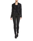 Ambrose Brocade One-Button Jacket, Black