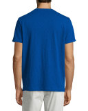 Slub Short-Sleeve V-Neck Tee, Vibrant Blue