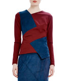 Long-Sleeve Asymmetric Colorblock Tee